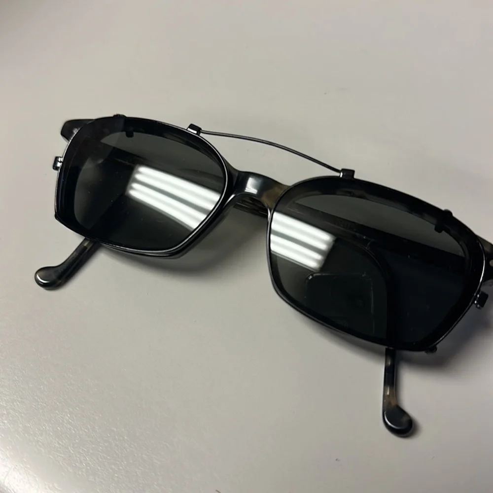 Stylish Black and Gray Glasses with Clip-On Lenses - Picture 7 of 7